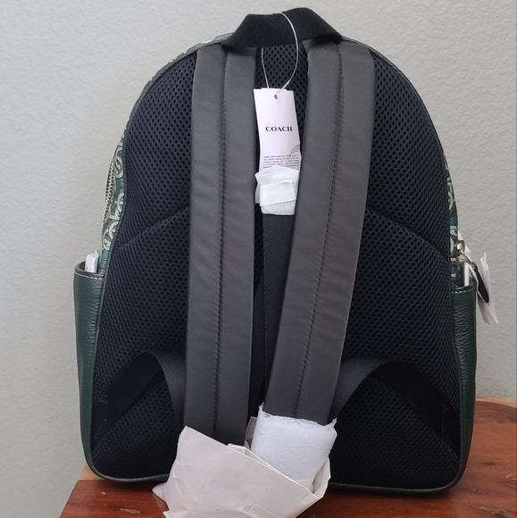 Green Gold Print Court Backpack With Coach Monogram Print & Wristlet - Picture 9 of 12